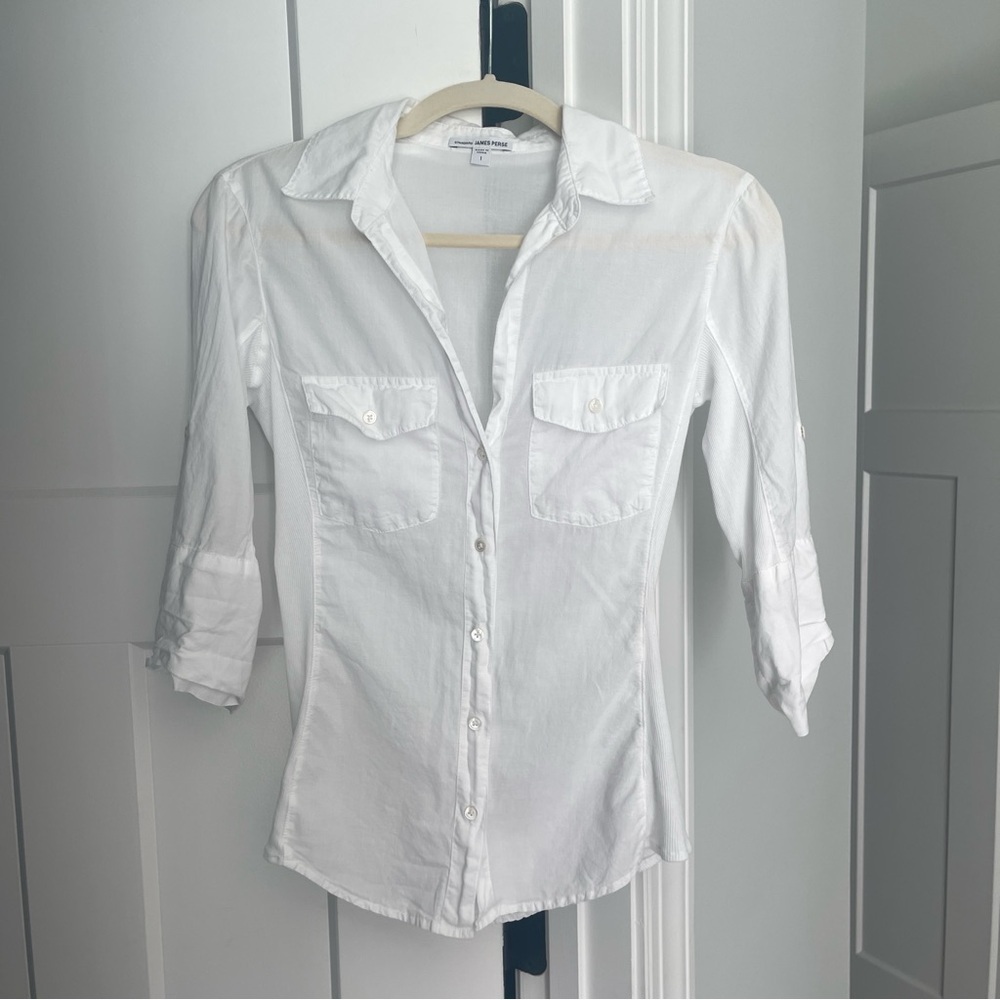 Standard James Perse White Button Down Contrast P… - image 2